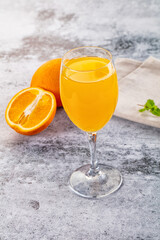 Fresh orange juice in the glass