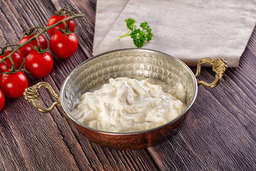 Italian delicous stracciatella young soft cheese