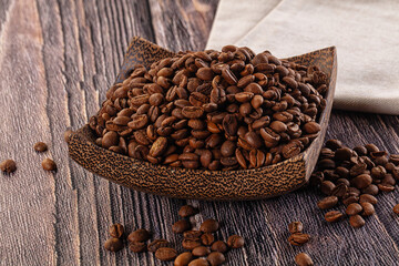 Roasted brown araboca coffee beans