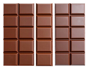 “Neatly Aligned Chocolate Squares in a Grid Pattern, isolated on transparent background”