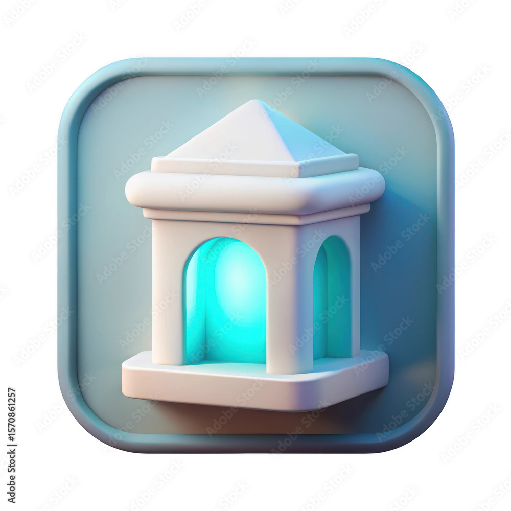 Poster 3d render of a minimalist white lantern icon isolated on transparent background