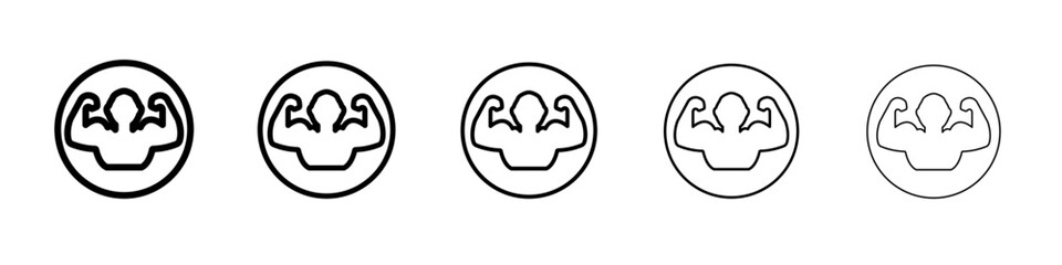 Man have strong muscles icon outline simple illustration isolated