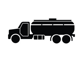 Fototapeta premium A simple black and white silhouette illustration of a fuel tanker truck