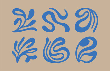 Obraz premium Abstract organic shapes in blue and beige modern minimalist design with flowing lines and curves