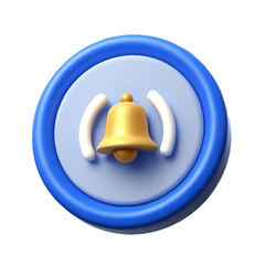 3D Notification Bell Icon App UI Element for Website Design