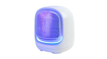 • A portable air purifier with UV light sterilization feature, isolated on white background in HD 