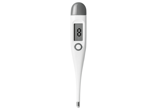 modern digital thermometer, electronic device used to measure temperature accurately isolated on transparent or white background