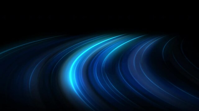 High speed blue line abstract technology background digital fiber hi tech concept. Speed light line blurred on dark background, Data fast transfer simulation.