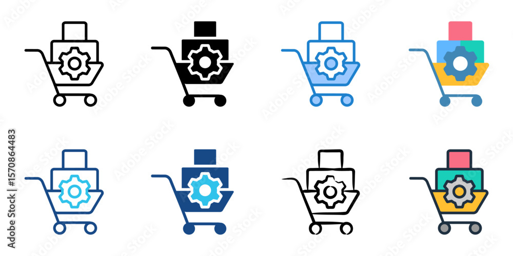 Poster procurement icon set multiple style collection