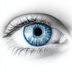 Fototapeta premium Blue eye close up isolated on white background.