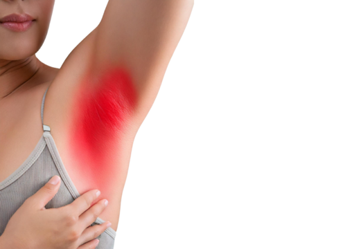 Inflamed armpit (Turns slightly red). isolated on transparent or white background