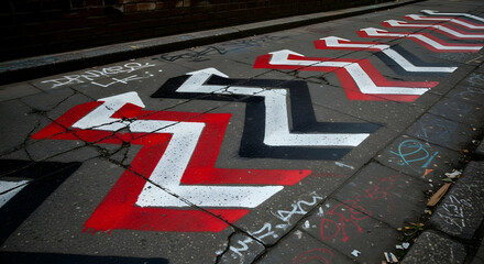 Urban Zigzag Arrows Leading The Way Forward On Pavement Directional Guidance