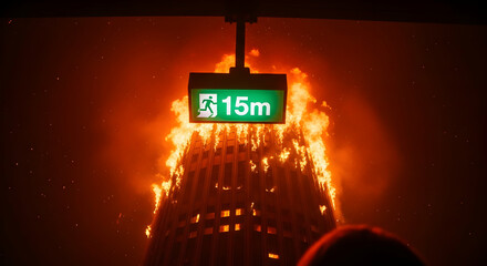 Urgency Escape Tower Under Attack Emergency Building Fire Inferno Scene