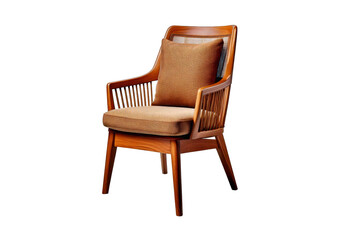Fototapeta premium Modern wooden chair with soft cushion, perfect for stylish interiors. isolated on a transparent or white background.