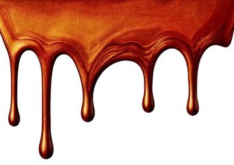 Bronze Dripping on Surface isolated on transparent or white background