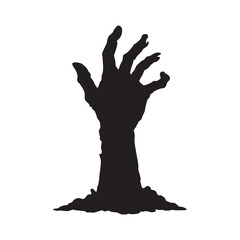 silhouette of zombie hand on white background
