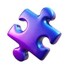 Obraz premium 3d glossy purple and blue puzzle piece isolated on transparent background