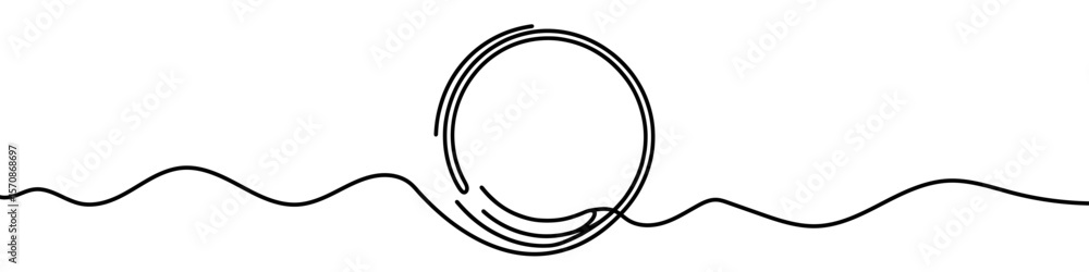 Poster circle icon. continuous one line drawing of circle. circle in one line style, isolated on white back