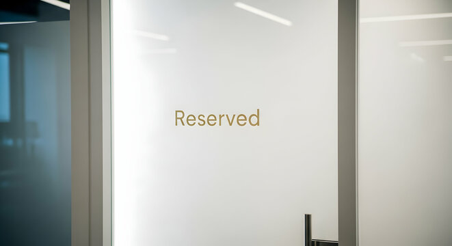 Reserved Signage On Frosted Office Door Enhancing Privacy And Professionalism