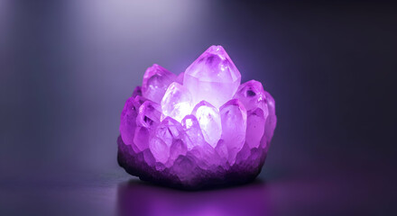 Glowing Amethyst Cluster Creates A Magical Atmosphere For Modern Decorations