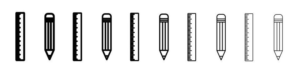 Ruler, pencil and pen icon outline simple illustration isolated