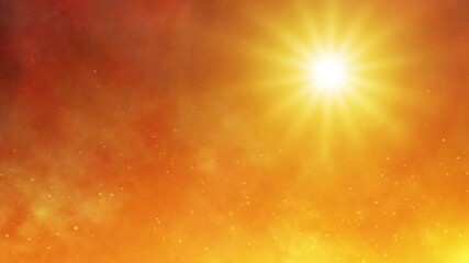 Scorching heat wave: Intense solar radiation during extreme weather - intensely bright sun dominates a blazing orange and yellow sky