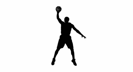 Obraz premium Basketball Player Dunking Silhouette on White