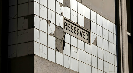 Reserved Space Behind The Cracked Tiled Building Facade Reflects Urban Decay