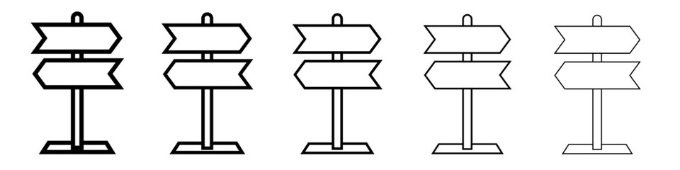Set of Direction sign icons outline simple illustration isolated