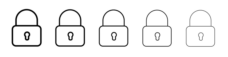 Set of Lock icons. outline simple illustration isolated