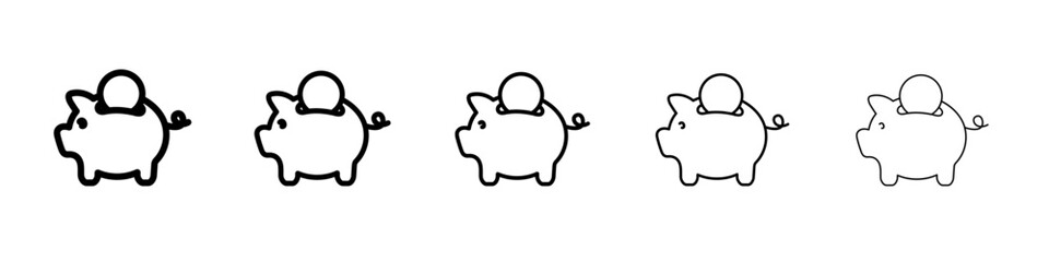 Set of Piggy bank icon outline simple illustration isolated