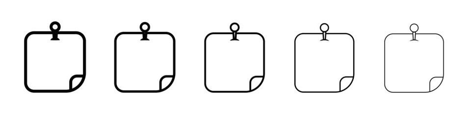 Set of Sticky Note icons outline simple illustration isolated