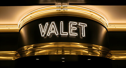 Illuminated Valet Sign With Sleek Metallic Border For Upscale Aesthetic