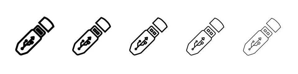 Set of USB icons. outline simple illustration isolated