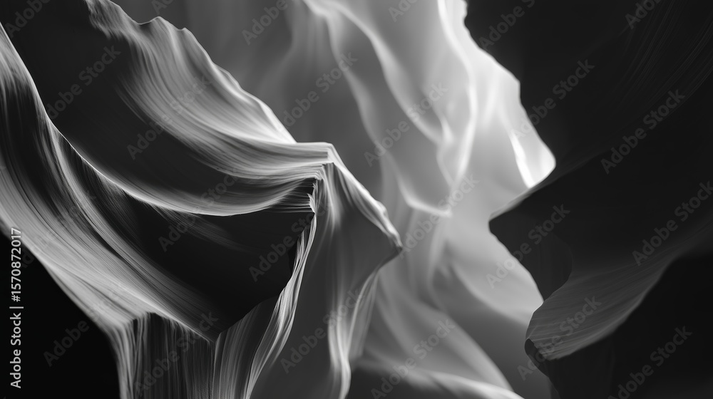 Poster exploring the intricate patterns of rock formations in a canyon during mid-day light