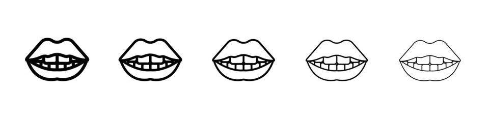 smile with teeth icon outline simple illustration isolated