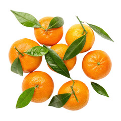 Fresh oranges with green leaves isolated on white background perfect for fruit health and citrus content
