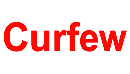 Fototapeta premium text CURFEW typed on red design isolated on transparent background