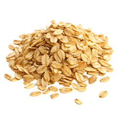 Golden toasted oats isolated on white background great for breakfast cereal and healthy food concepts
