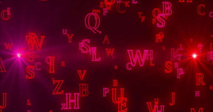 4K Alphabet Data Transfer Background. Futuristic Data Network For Business Workflow, Data Exchange, And Digital Communication. Futuristic Alphabet colorful animation Background.