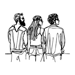 Three Friends Looking Out