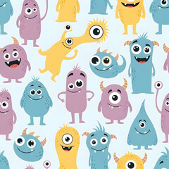Fototapeta premium seamless pattern with funny monsters