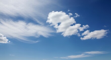 Fototapeta premium Azure Sky with Wispy Clouds and Fluffy White Formations