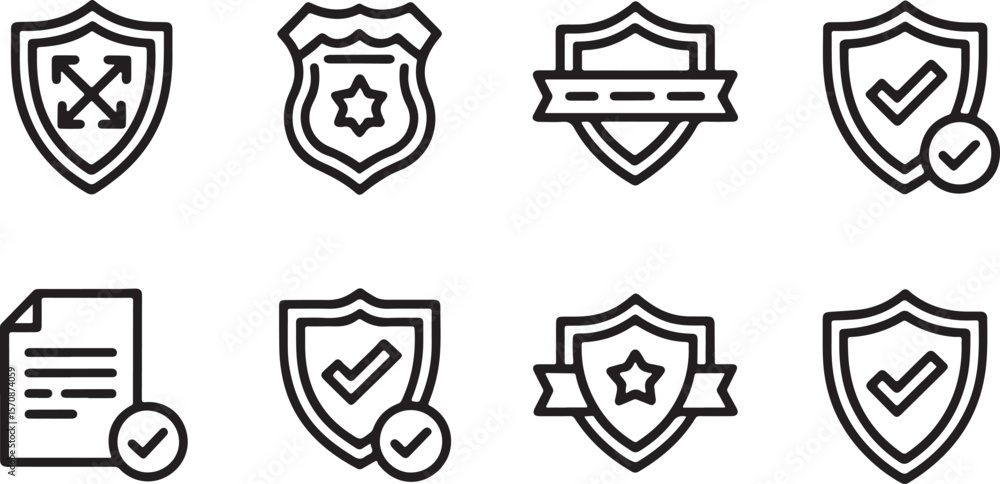 Poster a collection of security and validation icons symbolizing protection authentication and compliance i
