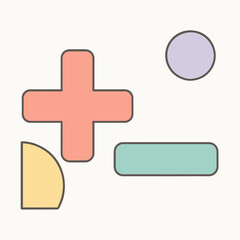 Simple Pastel Geometric Shapes On White Background