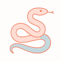 Fototapeta premium Minimal Serpent Outline With Soft Pastel Colors