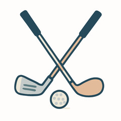 Crossed Golf Clubs With Ball Minimalist Art