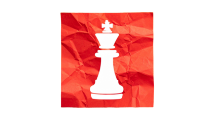 A chess piece king stands tall against a textured red backdrop, a symbol of leadership