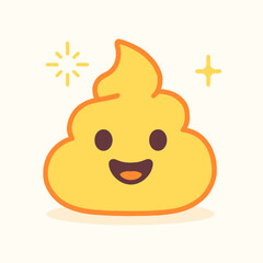 Happy Poop Emoji Character With Sparkles