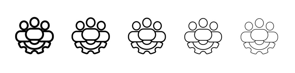 Teamwork icon set. outline simple illustration isolated